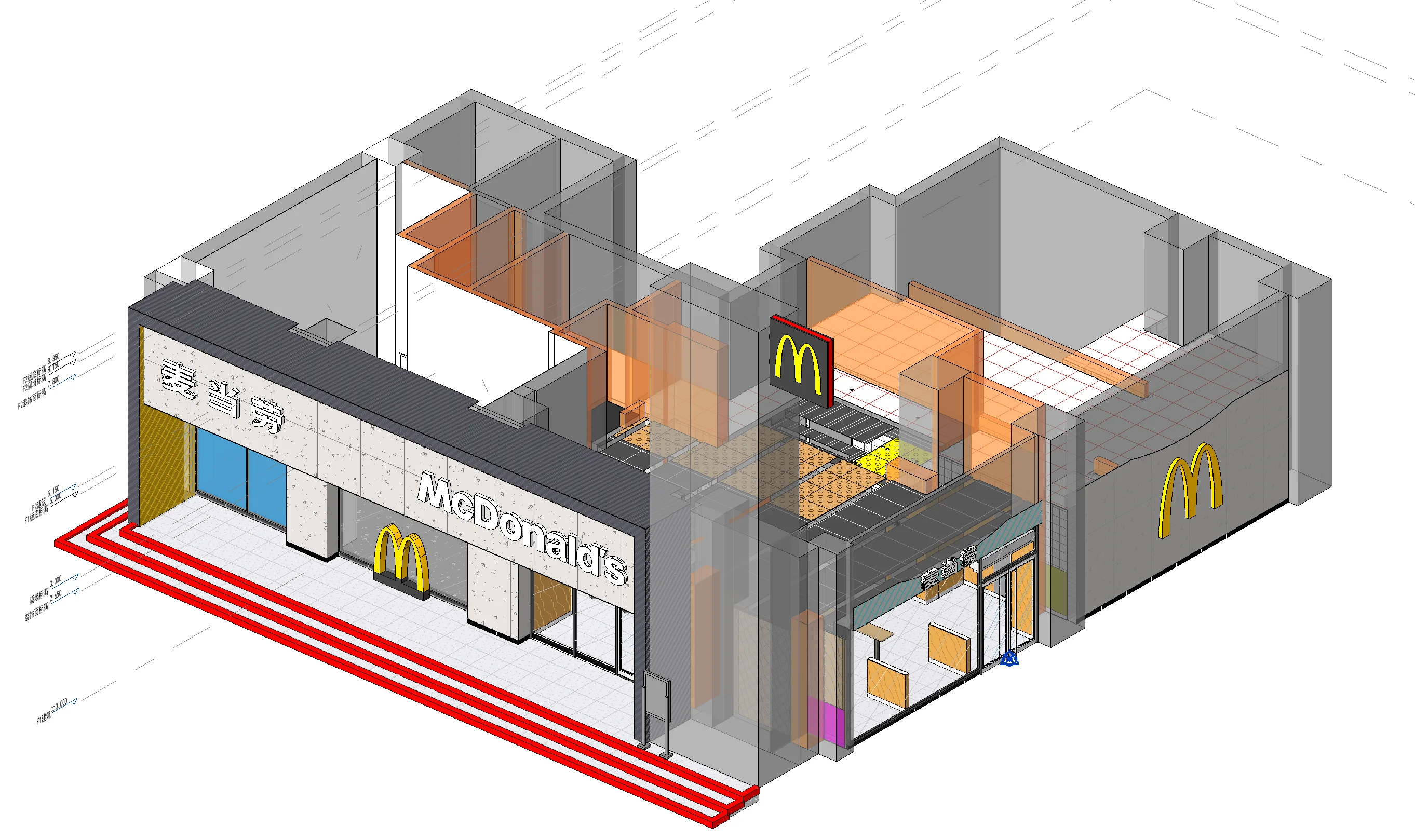 BIM 3D 模型 — 门店外观